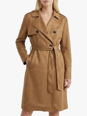 Brand New! Women’s Faux Suede Trench Coat - Tan